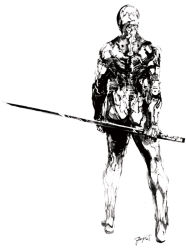 Rule 34 | 1boy, chokuto, cyborg, gray fox, greyscale, konami, male focus, metal gear (series), metal gear solid, monochrome, ninja, shinkawa youji, solo, sword, weapon