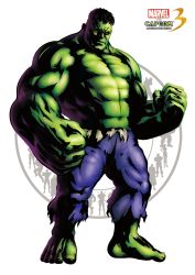 Rule 34 | 1boy, 3d, absurdres, barefoot, black hair, capcom, clenched hand, colored skin, fighting stance, full body, green skin, highres, hulk, male focus, marvel, marvel vs. capcom, mori toshiaki, muscular, official art, silhouette, simple background, solo, topless male, torn clothes