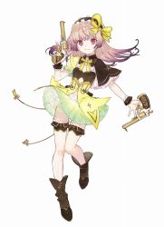 Rule 34 | 1girl, atelier (series), atelier lydie &amp; suelle, blush, boots, bow, full body, gun, hairband, long hair, multicolored hair, noco (adamas), official art, pink eyes, pink hair, purple hair, simple background, solo, suelle marlen, thighhighs, two-tone hair, weapon, white background