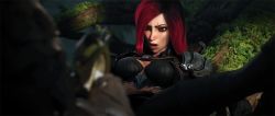 Rule 34 | animated, animated gif, katarina (league of legends), league of legends, long hair, red hair, scar