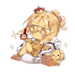 Rule 34 | 2girls, :d, artist request, blonde hair, blush, blush stickers, cape, chain, chain necklace, chibi, cognac, crossed legs, crown, curly hair, fairy (girls&#039; frontline), full body, fur-trimmed cape, fur trim, girls&#039; frontline, gold bar, gold chain, gold dress, gold skin, golden fairy (girls&#039; frontline), grin, holding, holding money, jacket, jewelry, long sleeves, looking at viewer, lying, mini crown, money, money bag, multiple girls, necklace, no socks, object request, official art, open mouth, parted bangs, pleated skirt, ponytail, raised eyebrow, red cape, rich, short hair, simple background, skirt, slippers, smile, sparkle, sunglasses, third-party source, transparent background, white bag, yellow-framed eyewear, zipper
