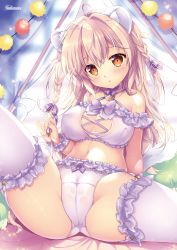 Rule 34 | 1girl, animal ear fluff, animal ears, bed sheet, blurry, blurry background, bra, braid, breasts, bridal lingerie, bridal veil, brown eyes, cameltoe, cat ears, cat girl, cat tail, cleavage, cleft of venus, covered erect nipples, crotch, crotch seam, curtains, fat mons, frilled bra, frilled panties, frilled thighhighs, frills, hair ribbon, highres, light brown hair, lingerie, long hair, looking at viewer, medium breasts, melonbooks, mikeou, non-web source, original, panties, parted lips, pillow, ribbon, sitting, spread legs, tail, thighhighs, thighs, twin braids, underwear, veil, white panties, white thighhighs, window