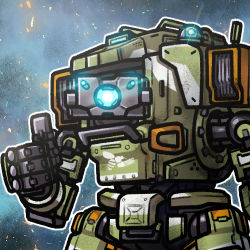 Rule 34 | blue eyes, bt-7274, embers, glowing, glowing eye, jazz jack, lowres, mecha, no humans, one-eyed, robot, science fiction, solo, thumbs up, titanfall (series), titanfall 2