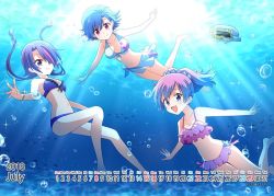Rule 34 | 3girls, bikini, blue hair, diving, fujisawa-tan, multiple girls, naisen, purple bikini, purple hair, sagami-tan, shinnnishi-tan, swimsuit, telu-chan, white bikini