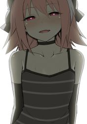Rule 34 | 1boy, arms behind back, astolfo (fate), bare shoulders, blush, camisole, child, collarbone, detached sleeves, eyes visible through hair, fang, fate/grand order, fate (series), hair between eyes, half-closed eyes, heart, heart-shaped pupils, highres, long hair, looking at viewer, male focus, multicolored hair, naughty face, nose blush, parted lips, pink eyes, pink hair, simple background, skin fang, sky-freedom, smile, solo, streaked hair, striped, sweat, symbol-shaped pupils, trap, upper body, white background, white hair