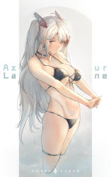 Rule 34 | 1girl, absurdres, anchor symbol, antenna hair, azur lane, bikini, black bikini, black choker, blush, breasts, brown eyes, character name, choker, cross, cross earrings, earrings, flag print, food, german flag bikini, groin, headgear, highres, iron cross, jewelry, large breasts, long hair, looking at viewer, mole, mole on breast, mouth hold, multicolored hair, own hands together, popsicle, prinz eugen (azur lane), prinz eugen (unfading smile) (azur lane), revision, ribbon, side-tie bikini bottom, silver hair, solo, stomach, streaked hair, swept bangs, swimsuit, tan, thigh strap, thighs, two side up, very long hair, wading, yusha m