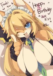 Rule 34 | 1girl, blonde hair, blue eyes, borrowed character, bra, furry, furry female, highres, inumimi-syndrome, long hair, open mouth, solo, underwear