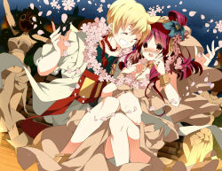 Rule 34 | 1boy, 1girl, ali baba saluja, ankle cuffs, anklet, bad id, bad pixiv id, barefoot, blonde hair, blush, dancer, dress, flower, hair flower, hair ornament, harem outfit, jewelry, magi the labyrinth of magic, mono (freerotary), morgiana, navel, red hair, yellow eyes