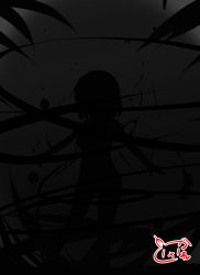 Rule 34 | 1girl, commentary request, commission, darkness, grey background, henshin, highres, pixiv commission, rumia, signature, silhouette, solo, touhou, usaka ray