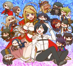 Rule 34 | 6+boys, 6+girls, ahoge, akamatsu kaede, alternate costume, amami rantaro, anger vein, antenna hair, armlet, armor, ascot, bandaged arm, bandages, bead necklace, beads, beard, belt, belt buckle, black armor, black belt, black bow, black cape, black dress, black eyes, black footwear, black gloves, black hair, black headwear, black mask, black panties, black pants, black pantyhose, black thighhighs, black vest, blonde hair, bloomers, blue background, blue cape, blue hair, blue jacket, blue pants, blue pantyhose, blue robe, blunt bangs, blush stickers, boots, bow, bowtie, braid, breastplate, breasts, brooch, brown belt, brown hair, brown pants, brown vest, buckle, buttons, cape, center opening, chabashira tenko, chest belt, chibi, chibi inset, chibi on head, cigarette, cleavage, clenched hand, closed mouth, coat, coattails, collar, collared shirt, collared vest, corset, crossed legs, crown braid, dagger, danganronpa (series), danganronpa v3: killing harmony, dark-skinned female, dark skin, demon horns, dress, epaulettes, everyone, eyelashes, facial hair, feather hair ornament, feathers, fist pump, floral background, flower, flying sweatdrops, frilled dress, frilled sleeves, frills, from behind, full body, furrowed brow, gears, glasses, gloves, gokuhara gonta, gold footwear, gradient background, gradient legwear, green hair, grey footwear, grey hair, grey headwear, grey pants, grey sleeves, hair between eyes, hair bow, hair bun, hair flower, hair ornament, hair over one eye, hair ribbon, hair scrunchie, hairband, hairclip, hand on another&#039;s shoulder, hand on own head, hand on own hip, hand on own leg, hand tattoo, hands on own cheeks, hands on own face, harukawa maki, hat, high collar, highres, holding, holding cigarette, holding dagger, holding hands, holding knife, holding stuffed toy, holding weapon, hood, hood down, hooded robe, horns, hoshi ryoma, huge ahoge, iruma miu, jacket, jewelry, k1-b0, kneeling, knife, large breasts, layered dress, light blush, long dress, long hair, long sleeves, looking at another, low twintails, mask, medium hair, messy hair, midriff, military uniform, momota kaito, mouth hold, mouth mask, multiple boys, multiple girls, multiple hair bows, navel, necklace, necktie, o o, oma kokichi, on head, open clothes, open jacket, open mouth, orange bow, outstretched arm, panties, pants, pantyhose, pink flower, polka dot, polka dot bow, purple background, purple coat, purple eyes, purple hair, purple headwear, red bow, red bowtie, red cape, red collar, red corset, red dress, red flower, red horns, red jacket, red necktie, red ribbon, red rose, red skirt, red sleeves, ribbon, robe, rose, saihara shuichi, sandals, scrunchie, see-through, see-through legwear, see-through skirt, see-through sleeves, shinguji korekiyo, shirogane tsumugi, shirt, shoes, short dress, short hair, side ponytail, simple background, single side bun, sitting, skirt, sleeveless, sleeveless jacket, smile, smoking, socks, solid eyes, sparkle, spiked hair, star brooch, stitched face, stitches, stuffed toy, tassel, tattoo, teeth, thigh belt, thigh strap, thighhighs, tojo kirumi, top hat, triangle mouth, twintails, two-sided cape, two-sided fabric, underwear, uniform, upper teeth only, v-neck, very long hair, very short hair, vest, wavy mouth, weapon, white ascot, white bloomers, white dress, white jacket, white robe, white shirt, white sleeves, white socks, white wrist cuffs, wide sleeves, wrist cuffs, yellow-framed eyewear, yellow eyes, yellow hairband, yellow jacket, yellow ribbon, yonaga angie, yumaru (marumarumaru), yumeno himiko