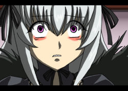 Rule 34 | 1girl, crossover, fuyou kaede, parody, rozen maiden, shuffle!, solo, staring, suigintou, third-party edit