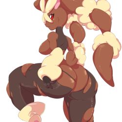 Rule 34 | 1girl, ass, breasts, brown fur, creatures (company), furry, furry female, game freak, gen 4 pokemon, large breasts, lopunny, mega lopunny, mega pokemon, nintendo, no humans, pokemon, pokemon (creature), solo, thighhighs, thighs, torn clothes, torn thighhighs, yellow kirby