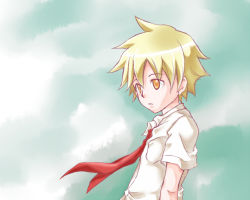 Rule 34 | 1boy, ayapo, bad id, bad pixiv id, blonde hair, character request, expressionless, katekyo hitman reborn!, looking away, male focus, necktie, shirt, solo