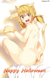 Rule 34 | 1girl, anal, anal object insertion, anal tail, angry, ass, blonde hair, blush, butt plug, fairy tail, fake tail, gaston18, highres, lucy heartfilia, nude, object insertion, pussy, sex toy, solo, tail, uncensored