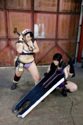 Rule 34 | 2girls, black hair, breasts, cattleya (queen&#039;s blade), cattleya (queen&#039;s blade) (cosplay), chouzuki maryou, cosplay, fat, flower, glasses, gloves, green eyes, hammer, hip focus, huge breasts, huge weapon, large breasts, luu (cosplayer), multiple girls, photo (medium), plump, queen&#039;s blade, sword, thick thighs, thighs, weapon, wide hips