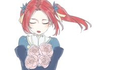 Rule 34 | 1girl, dress, eleanor hume, closed eyes, flower, hair ornament, jacket, long hair, open mouth, red hair, rose, tales of (series), tales of berseria, twintails