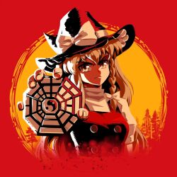 Rule 34 | 1girl, commentary request, edz drawz, frilled hat, frills, hat, kirisame marisa, long hair, mini-hakkero, puffy short sleeves, puffy sleeves, red dead redemption, shirt, short sleeves, solo, touhou, v-shaped eyebrows, vest, witch hat