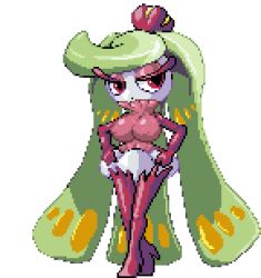 Rule 34 | 1girl, animated, animated gif, boots, creatures (company), female focus, game freak, gen 7 pokemon, high heel boots, high heels, lowres, nintendo, no humans, pixel art, pokemon, pokemon (creature), pokemon sm, simple background, solo, thigh boots, thighhighs, tsareena