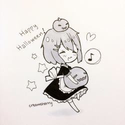 Rule 34 | artist name, chibi, commentary, commentary request, creamsherry, dress, english commentary, food-themed hair ornament, greyscale, hair ornament, hairclip, halloween, happy halloween, heart, highres, hirasawa yui, inktober, k-on!, monochrome, musical note, open mouth, pumpkin, pumpkin hair ornament, short hair, simple background, smile, solo, star (symbol), white background