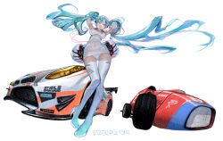 Rule 34 | 1girl, aqua eyes, aqua hair, armpits, arms up, bad id, bad pixiv id, bare shoulders, blue eyes, blue hair, bmw, boots, cable, car, clothes writing, covered navel, emblem, etama quomo, ferrari, floating hair, foreshortening, formula racer, from below, full body, gloves, goodsmile company, goodsmile racing, halterneck, hands in hair, hatsune miku, headphones, high heel boots, high heels, highres, hip focus, leotard, long hair, looking at viewer, machinery, matching hair/eyes, motor vehicle, narrow waist, panties, pantyshot, parted lips, race queen, race vehicle, racecar, racing miku, racing miku (2014), sega, simple background, sleeveless, solo, standing, star (symbol), star print, thigh boots, thigh gap, thighhighs, turtleneck, twintails, underwear, vehicle, very long hair, vocaloid, white background, white footwear, white gloves, white panties, white thighhighs, zettai ryouiki