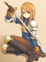 Rule 34 | 1girl, agrias oaks, armor, blonde hair, braid, final fantasy, final fantasy tactics, knight, lowres, solo, sword, weapon
