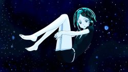 Rule 34 | 1other, absurdres, androgynous, colored eyelashes, crystal hair, face, full body, gem, gem uniform, green eyes, green hair, highres, houseki no kuni, looking at viewer, necktie, other focus, sad, self-upload, short hair, solo