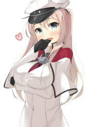 Rule 34 | 10s, 1girl, bad id, bad pixiv id, blonde hair, blue eyes, breasts, capelet, graf zeppelin (kancolle), hat, kankitsunabe (citrus), kantai collection, large breasts, long hair, military, military uniform, peaked cap, simple background, solo, standing, twintails, uniform, white background