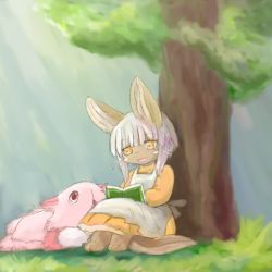 Rule 34 | 10s, artist request, brown eyes, furry, made in abyss, mitty (made in abyss), nanachi (made in abyss), open mouth, reading, short hair