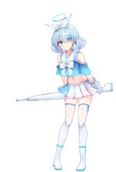 Rule 34 | 1girl, 2girls, arona (blue archive), blue archive, blue eyes, blue hair, blue skirt, boots, braid, closed mouth, full body, gloves, gun, hairband, halo, highres, holding, holding gun, holding weapon, looking at viewer, midriff, multicolored hair, multiple girls, navel, pink hair, short hair, simple background, single braid, skirt, smile, sob (submar1089), standing, thighhighs, two-tone hair, weapon, white background, white footwear, white gloves, white hairband, white thighhighs