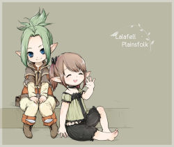 Rule 34 | 10s, 2girls, :d, ^ ^, bad id, bad pixiv id, barefoot, bloomers, blue eyes, blush, boots, bow, brown hair, character name, choker, closed eyes, final fantasy, final fantasy xiv, folded ponytail, green hair, hair bow, head tilt, highres, knees together feet apart, lalafell, looking at viewer, multiple girls, open mouth, pointy ears, sidelocks, sitting, smile, square enix, toroshio, twintails, underwear, wallpaper, warrior of light (ff14), waving