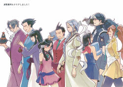 Rule 34 | 4girls, 5boys, ace attorney, animal, animal on shoulder, antenna hair, apollo justice, athena cykes, bird, bird on shoulder, black hair, blue headwear, blush, bow, braid, brown hair, closed eyes, coffee beans (5offee8eans), collared shirt, cropped jacket, detached sleeves, dress, facial mark, forehead mark, from side, gloves, green eyes, hair rings, half updo, hanten (clothes), hat, hawk, jacket, japanese clothes, kimono, long hair, long sleeves, magatama, maya fey, miles edgeworth, multicolored hair, multiple boys, multiple girls, nahyuta sahdmadhi, necktie, open mouth, orange hair, pants, partially fingerless gloves, phoenix wright, phoenix wright: ace attorney - spirit of justice, pink dress, pink sash, profile, purple bow, purple jacket, rayfa padma khura&#039;in, red pants, red sleeves, red vest, sash, shirt, short hair, side ponytail, sidelocks, simon blackquill, simple background, skirt, smile, standing, sweatdrop, taka (ace attorney), tiara, top hat, topknot, trucy wright, two-tone hair, vest, waist bow, white hair, white shirt, yellow jacket, yellow skirt