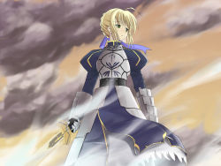 Rule 34 | 00s, 1girl, armor, armored dress, artoria pendragon (fate), blonde hair, dress, excalibur (fate/stay night), fate/stay night, fate (series), green eyes, kakifly, puffy sleeves, saber (fate), solo, sword, wallpaper, weapon