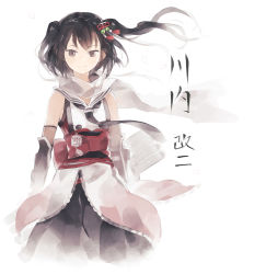 Rule 34 | 10s, 1girl, brown eyes, brown hair, cape, kantai collection, looking at viewer, machinery, revision, sendai (kancolle), shihou (g-o-s), short hair, skirt, smile, solo, two side up
