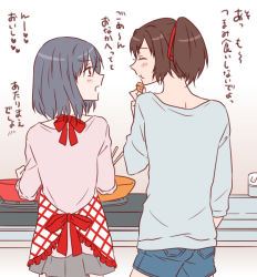 Rule 34 | 10s, 2girls, bad id, bad pixiv id, casual, cookin, cooking, hair ornament, ise (kancolle), kantai collection, multiple girls, short hair, translation request, udon (shiratama), yamashiro (kancolle)