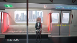 Rule 34 | 1girl, absurdres, alternate costume, black footwear, black jacket, black pantyhose, black skirt, blurry, book, chromatic aberration, cityscape, collared shirt, commentary, day, depth of field, dress shoes, english commentary, exit sign, formal, girls&#039; frontline, hand grip, highres, indoors, jacket, legs together, long sleeves, miniskirt, morning, no smoking, open book, pantyhose, pencil skirt, pink hair, reading, scenery, shirt, sitting, skirt, skirt suit, sliding doors, solo, st ar-15 (girls&#039; frontline), suit, suit jacket, sunlight, tacshojosora, timestamp, train interior, turning page, white shirt, wing collar