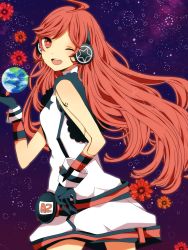 Rule 34 | bad id, bad pixiv id, flower, headphones, highres, komine, long hair, one eye closed, sf-a2 miki, solo, vocaloid, wink