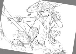 Rule 34 | 1girl, :p, \n/, absurdres, armpits, boots, bracelet, broom, earrings, female focus, greyscale, gyaru, hat, highres, iromeki overdrive, jewelry, kirisame marisa, lineart, long hair, monochrome, solo, tongue, tongue out, touhou, witch hat