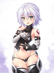 Rule 34 | 1girl, arm belt, bandaged arm, bandages, black gloves, black panties, breasts, cameltoe, cowboy shot, facial scar, fate/apocrypha, fate/grand order, fate (series), fingerless gloves, gloves, green eyes, highres, jack the ripper (fate/apocrypha), looking at viewer, lowleg, lowleg panties, miyabi urumi, navel, panties, scar, scar across eye, scar on cheek, scar on face, shoulder tattoo, single glove, small breasts, solo, tattoo, thighhighs, underwear, white hair