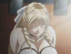 Rule 34 | 00s, 1girl, animated, animated gif, bdsm, blonde hair, blush, bondage, bound, breast harness, chain, chained, choker, closed eyes, collar, discipline, drill hair, hair ornament, hair ribbon, harness, indoors, long hair, moaning, morimoto leona, nude, open mouth, ribbon, screencap, teeth, twin drills