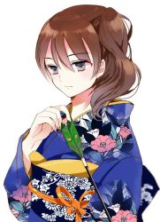 Rule 34 | 10s, 1girl, alternate costume, arrow (projectile), bad id, bad twitter id, blue eyes, brown hair, cierra (ra-bit), japanese clothes, kaga (kancolle), kantai collection, kimono, long hair, side ponytail, solo