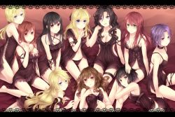 Rule 34 | 6+girls, animification, arms at sides, babydoll, bad id, bad pixiv id, bellatrix lestrange, black babydoll, black hair, black panties, blonde hair, blue eyes, blush, bow, breasts, brown eyes, brown hair, cho chang, cleavage, clothing cutout, dress bow, fleur delacour, framed, ginny weasley, hair between eyes, hair ribbon, half updo, halterneck, hand on another&#039;s head, harry potter (series), hermione granger, lily evans, lingerie, long hair, luna lovegood, lying, medium breasts, messy hair, multiple girls, narcissa malfoy, nymphadora tonks, on back, open mouth, pansy parkinson, panties, ponytail, red hair, ribbon, short hair, siblings, side cutout, sisters, sitting, small breasts, smile, swept bangs, time paradox, underwear, wariza, wavy hair, wizarding world, yuuna minato