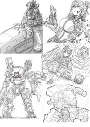 Rule 34 | 1boy, 2girls, a-wall pilot (titanfall 2), absurdres, ammunition, animification, breasts, commentary, commentary request, gun, highres, ion (titanfall 2), kamen rider, legion (titanfall 2), mecha, military, military uniform, multiple girls, original, pilot, pilot (titanfall 2), pulse blade pilot (titanfall 2), rifle, robot, scorch (titanfall 2), sketch, smile, submachine gun, titanfall, titanfall (series), titanfall 2, uniform, weapon