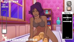 Rule 34 | animated, ass, bleach, bouncing breasts, breasts, clothed sex, cum, cum in pussy, dark-skinned female, dark skin, dotart, huge ass, large breasts, moaning, orgasm, pussy, reverse cowgirl position, riding, sex, sex from behind, shihouin yoruichi, sound, straddling, tagme, thick thighs, thighs, vaginal, video