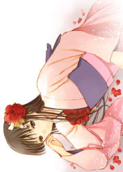 Rule 34 | 1girl, amagi yukiko, atlus, flower, japanese clothes, kimono, persona, persona 4, petals, seiru (prairie), solo