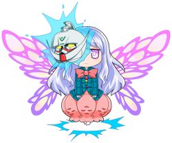 Rule 34 | 1girl, butterfly wings, byourou, checkered clothes, checkered skirt, chibi, deformed, gundam, hata no kokoro, insect wings, jitome, long hair, mask, moonlight butterfly (gundam), pink eyes, pink hair, skirt, solo, touhou, turn a gundam, turn a gundam (mobile suit), white background, wings