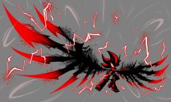 Rule 34 | 1boy, absurdres, bat wings, brandon santiago, clenched hands, full body, furry, furry male, grey background, highres, male focus, shadow the hedgehog, signature, solo, sonic (series), sonic generations, sonic x shadow generations, wings