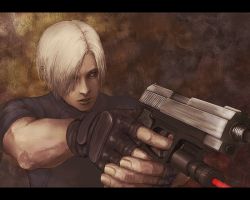 Rule 34 | 1boy, capcom, curtained hair, dante (devil may cry), devil may cry (series), fingerless gloves, gloves, gun, h&amp;k usp, handgun, laser, laser pointer projection, laser sight, leon s. kennedy, letterboxed, male focus, pistol, resident evil, resident evil 4, ruger p, s&amp;w sd, s&amp;w sigma, semi-automatic firearm, silver ghost, solo, unagi (sougansouji), weapon