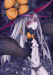Rule 34 | 1girl, abigail williams (fate), absurdres, black bow, black panties, bow, breasts, cameltoe, fate/grand order, fate (series), glowing, glowing eyes, grey hair, hat, highres, keyhole, long hair, looking at viewer, navel, orange bow, pale skin, panties, pink eyes, polka dot, polka dot bow, small breasts, solo, tentacles, third eye, underwear, very long hair, witch hat, zongren