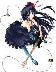 Rule 34 | 00s, 1girl, akiyama mio, asymmetrical clothes, bass guitar, black hair, blue eyes, blue pantyhose, blunt bangs, cable, don&#039;t say &quot;lazy&quot;, dress, elbow gloves, flower, gloves, hat, heart, high heels, highres, hime cut, instrument, k-on!, long hair, mini hat, mini top hat, music man stingray, nana (732 kaiten), pantyhose, ribbon, shoes, single glove, solo, top hat