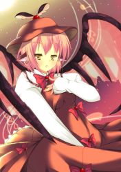 Rule 34 | 1girl, bad id, bad pixiv id, female focus, hand on own chest, hat, highres, humuyun, mystia lorelei, short hair, sleeves past wrists, solo, touhou, wings